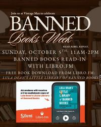 Banned books read-in protest at Vintage Max bookstore!