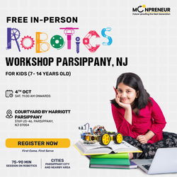 In-Person Free Robotics/Math Workshop for Kids at Parsippany-Troy Hills, NJ (7-14)