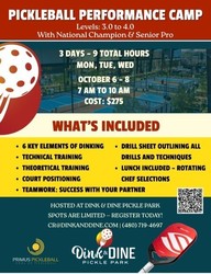 Dink and Dine Pickleball Performance Camp
