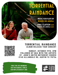 "Torrential Raindance" Album Release, April Clayton & Miguel del Águila in Recital!