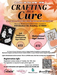 Crafting For A Cure – Sip. Create. Support the Cure, Wood Sign Workshop!!! Registration closes 9/30
