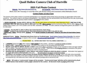 Quail Hollow Camera Club of Hartville   2025 Fall Photo Contest