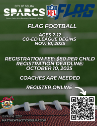 City of Selma NFL Flag Football League | Registration ends Oct. 10