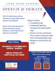 McDonald's: Lake High School Speech and Debate Fundraiser