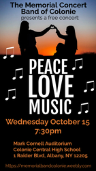Memorial Concert Band of Colonie presents Peace, Love, Music