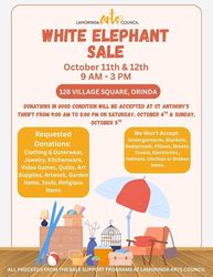 White Elephant Sale Donations: Support Lamorinda Arts Council at St. Anthony’s Thrift October 4