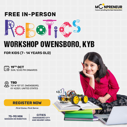 In-Person Free Robotics/Math Workshop for Kids at  Owensboro, KY (7-14)