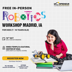In-Person Free Robotics/Math Workshop for Kids at Madrid, IA (7-14)