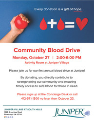 Community Blood Drive at Juniper Village at South Hills