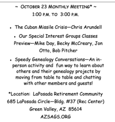 SOUTHERN ARIZONA GENEALOGY SOCIETY