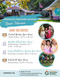 Honolulu Waldorf Middle School Open House, Wednesday, October 22nd