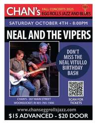 Neil & The Vipers Live At Chan's Sat. October 4, 2025. Neal Vitullo Birthday Bash. Don't miss it!