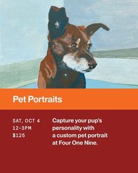 Capture your dog's personality! Custom portraits by local artists at the Some More Dogs art show!