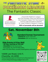 Chantville Pokémon League & the Fantastic Store to Host Fundraiser for St. Jude Children’s Hospital