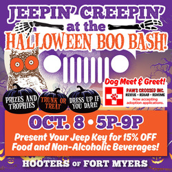 Trunk or Treat Themed Jeep Night at Fort Myers Hooters