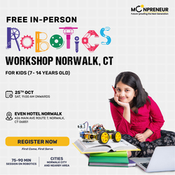 In-Person Free Robotics/Math Workshop for Kids at Norwalk, CT (7-14)