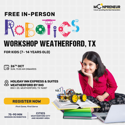In-Person Free Robotics/Math Workshop for Kids at Weatherford, TX (7-14)