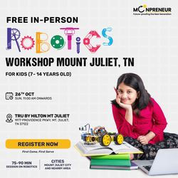 In-Person Free Robotics/Math Workshop for Kids at Mount Juliet, TN (7-14)