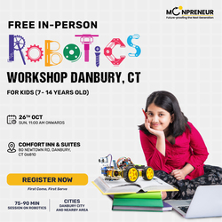 In-Person Free Robotics/Math Workshop for Kids at Danbury, CT (7-14)