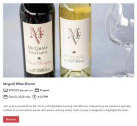 McGrail Winemaker Dinner at Bruno’s