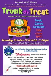 Community Trunk or Treat and Vaccine Clinic on Saturday, October 25 from 4:00pm - 7:00pm
