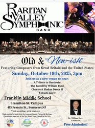 Raritan Valley Symphonic Band Returns to Franklin  Fall Concert “Old & New-ish”
