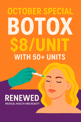 October Special: Botox Just $8/Unit with 50+ Units at Renewed Medical Health and Beauty