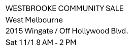 Westbrooke Community Yard Sale
