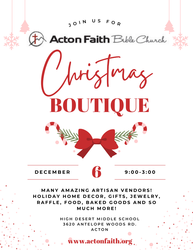 Acton Faith Bible Church Christmas Boutique