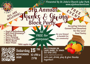 FREE Event! 5th Annual Thanks & Giving Block Party - Saturday Nov 15, 2025 - 10:00 AM