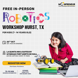 In-Person Free Robotics/Math Workshop for Kids at Hurst, TX (7-14)