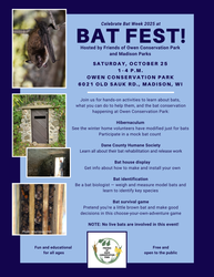 Bat Fest: Hosted by Friends of Owen Conservation Park and Madison Parks