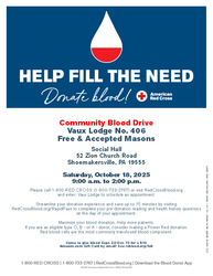 Vaux Lodge #406 Red Cross Blood Drive