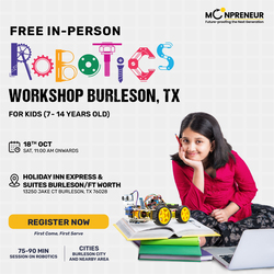 In-Person Free Robotics/Math Workshop for Kids at Burleson, TX (7-14)