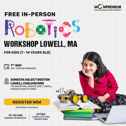 In-Person Free Robotics/Math Workshop for Kids at Lowell, MA (7-14)