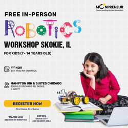 In-Person Free Robotics/Math Workshop for Kids at Skokie, IL (7-14)