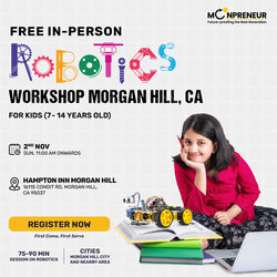 In-Person Free Robotics/Math Workshop for Kids at Morgan Hill, CA (7-14)