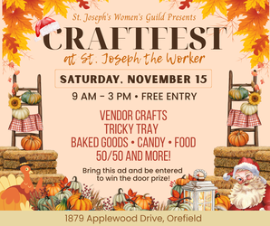 St. Joseph the Worker Women’s Guild, November 15th, St. Joseph the Worker Parish Center, Orefield