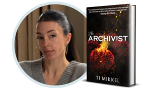 Ti Mikkel discussing and signing The Archivist