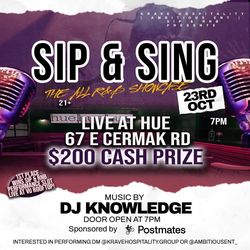Sip & Sing The All R&B Showcase Live at Hue Thursday October 23rd sponsored by Postmates