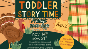 Toddler Stroy Time at the Vineland Public Library (10-10:30am)