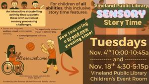 Morning Sensory Story Time at the Vineland Public Library (10-10:45am)