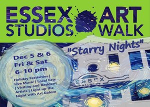 Essex Studios 2025 Holiday Artwalk and Gift Show Dec 5 and 6 from 6-10PM