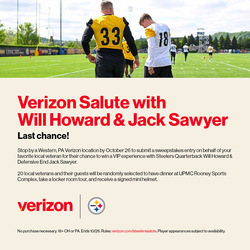 Nominate a Local Veteran for an Unforgettable Day with Verizon and the Steelers