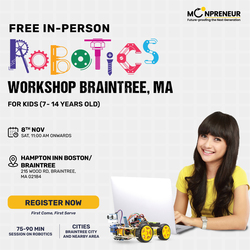 In-Person Free Robotics/Math Workshop for Kids at Braintree, MA (7-14)