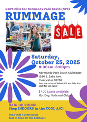 Huge Indoor Rummage Sale Sat., Oct. 25, 9am-3pm, Normandy Park South, near Belleair & Highland