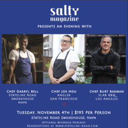 Salty Magazine Presents Stateline Road Smokehouse x Angler x SLAB BBQ for an Exclusive Dinner Event