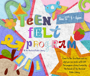 Teen Felt Program at the Vineland Public Library- Nov. 12th 4-6pm