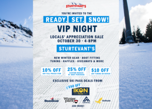 VIP Invite - Ready. Set. Snow! – Locals’ Appreciation Sale at Sturtevant's Bellevue