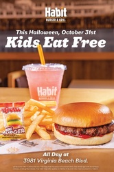 Kids Eat FREE in Virginia Beach ONLY This Halloween at Habit Burger & Grill